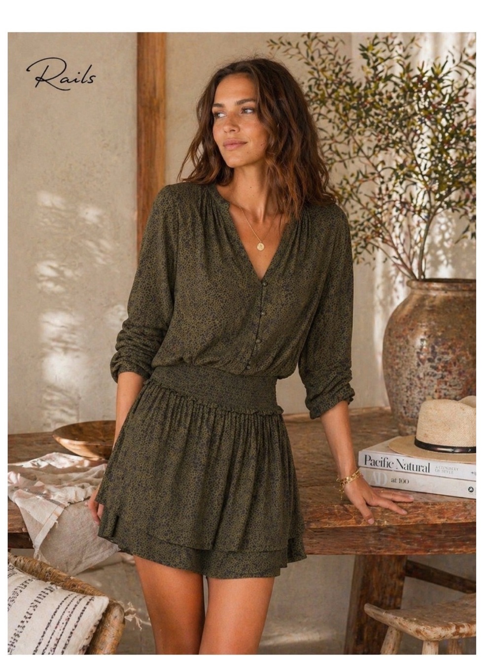 Rails Jasmine Dress in Olive Speckled